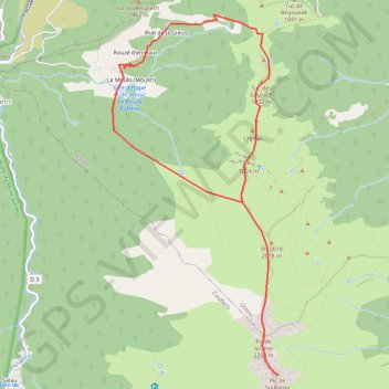 Itinéraire Pic de la Tèse - pic Soubirou depuis Rouzé-d'en-Bas, distance, dénivelé, altitude, carte, profil, trace GPS