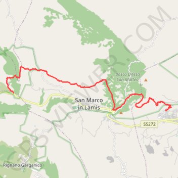 Itinéraire De San Giovanni Rotondo au monastère Santa Maria de Stignano, distance, dénivelé, altitude, carte, profil, trace GPS