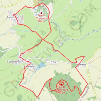 Itinéraire CPL 403 b - Puy de Montenard, distance, dénivelé, altitude, carte, profil, trace GPS