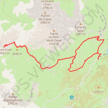 Itinéraire Mont Froid - Lanslebourg-Mont-Cenis, distance, dénivelé, altitude, carte, profil, trace GPS