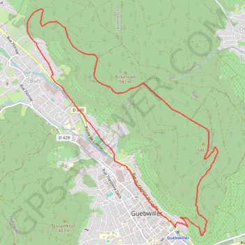 Itinéraire Guebwiller_croix de mission_dreibanstein_Buhl, distance, dénivelé, altitude, carte, profil, trace GPS