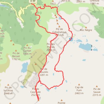 Itinéraire Pic Rouge de Bassiès, distance, dénivelé, altitude, carte, profil, trace GPS