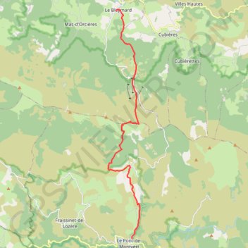 Itinéraire Mont Lozere Stevenson, distance, dénivelé, altitude, carte, profil, trace GPS