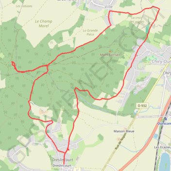 Itinéraire Rando dreslincourt 5 piliers, distance, dénivelé, altitude, carte, profil, trace GPS