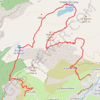 Itinéraire Tour du lac de Lessy, distance, dénivelé, altitude, carte, profil, trace GPS