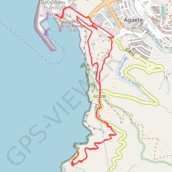 Itinéraire Plage de Sotavento au départ d'Agaete, distance, dénivelé, altitude, carte, profil, trace GPS