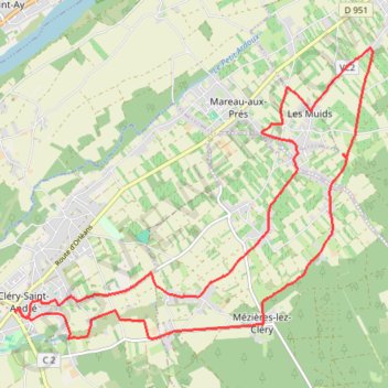 Itinéraire Cléry Saint-André, distance, dénivelé, altitude, carte, profil, trace GPS