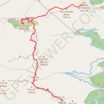 Itinéraire Taxera - Pico Ruivo - Pico Ariero, distance, dénivelé, altitude, carte, profil, trace GPS