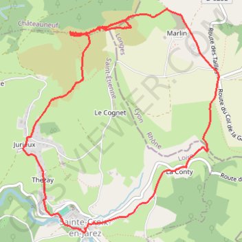 Itinéraire Sainte-Croix-en-Jarez (42), distance, dénivelé, altitude, carte, profil, trace GPS