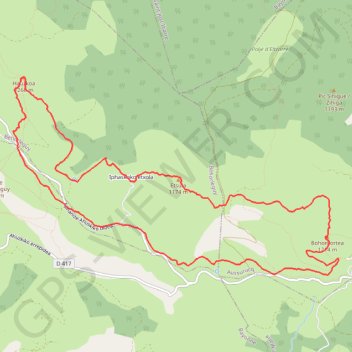 Itinéraire Hauskoa, Etsula, Bohorkortea en circuit depuis le Col de Landerre, distance, dénivelé, altitude, carte, profil, trace GPS