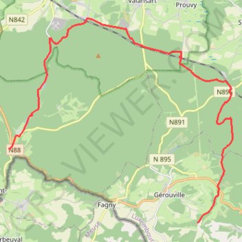 Itinéraire GB GEROUVILLE-ORVAL ALTERNATIVE BELGE, distance, dénivelé, altitude, carte, profil, trace GPS