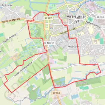Itinéraire Le marais - Aire-sur-la-Lys, distance, dénivelé, altitude, carte, profil, trace GPS