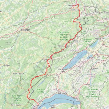 Itinéraire Traversée du Jura du Doubs au Léman, distance, dénivelé, altitude, carte, profil, trace GPS
