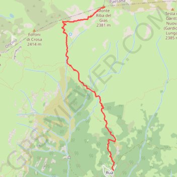 Itinéraire Monte Riba del Gias, distance, dénivelé, altitude, carte, profil, trace GPS