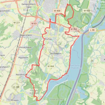 Itinéraire Entre Ill et Rhin Tortu, distance, dénivelé, altitude, carte, profil, trace GPS