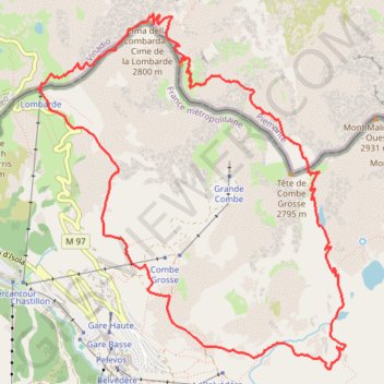 Itinéraire Cime de la Lombarde, distance, dénivelé, altitude, carte, profil, trace GPS