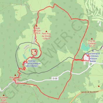 Itinéraire Le Puy de Dôme, distance, dénivelé, altitude, carte, profil, trace GPS