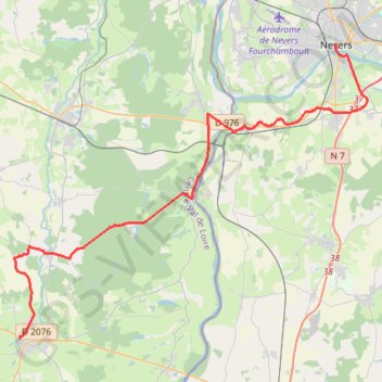 Itinéraire Nevers / Sancoins, distance, dénivelé, altitude, carte, profil, trace GPS