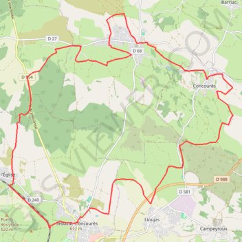 Itinéraire Causse Comtal, distance, dénivelé, altitude, carte, profil, trace GPS