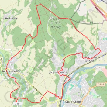 Itinéraire La rive droite de l'Oise & la vallée Sausseron, distance, dénivelé, altitude, carte, profil, trace GPS