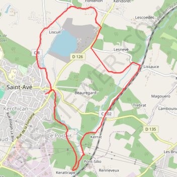 Itinéraire Circuit des Moulins , Saint Avé, distance, dénivelé, altitude, carte, profil, trace GPS