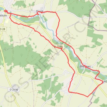Itinéraire De Voulx à Vallery, distance, dénivelé, altitude, carte, profil, trace GPS