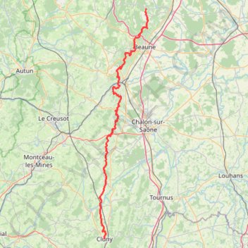 Itinéraire Arcenant - Cluny, distance, dénivelé, altitude, carte, profil, trace GPS