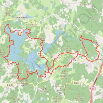 Itinéraire St Pardoux 30 kms, distance, dénivelé, altitude, carte, profil, trace GPS