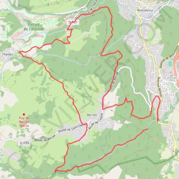 Itinéraire Ceyrat-Berzet, distance, dénivelé, altitude, carte, profil, trace GPS