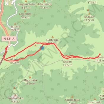 Itinéraire OKOLIN et SAIOA depuis le Port de belate, distance, dénivelé, altitude, carte, profil, trace GPS