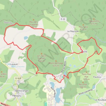 Itinéraire Le tour du Puy des 3 Cornes - Saint-Vaury, distance, dénivelé, altitude, carte, profil, trace GPS