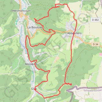 Itinéraire Marche Buissonnière Hérimoncourt, distance, dénivelé, altitude, carte, profil, trace GPS