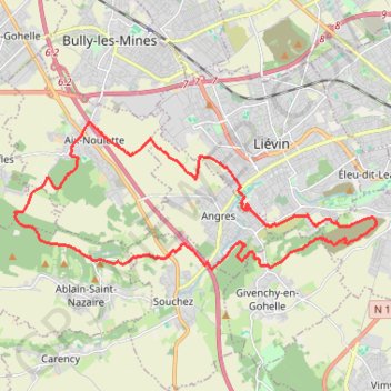 Itinéraire Grand Trail Nocturne des Hauts de France 2023 26 km, distance, dénivelé, altitude, carte, profil, trace GPS