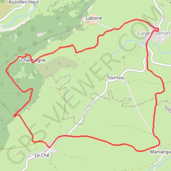Itinéraire Laveissenet - Le Ché, distance, dénivelé, altitude, carte, profil, trace GPS
