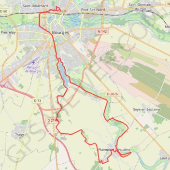 Itinéraire Bourges - Canaux et chemins, distance, dénivelé, altitude, carte, profil, trace GPS