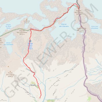 Itinéraire Mont Blanc - Grande Aiguille des Glaciers, distance, dénivelé, altitude, carte, profil, trace GPS