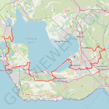 Itinéraire Randonnée de Vitrolles à Istres (Bouches-du-Rhône), distance, dénivelé, altitude, carte, profil, trace GPS