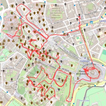 Itinéraire Rome, Colisée, Palatin, forums, distance, dénivelé, altitude, carte, profil, trace GPS