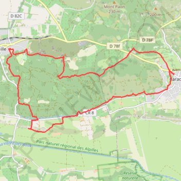Itinéraire Meuneries-Paradou-Fontvieille-Trace-Sud, distance, dénivelé, altitude, carte, profil, trace GPS