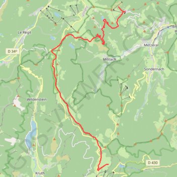 Itinéraire Crêtes des Vosges - De Schallern à Sainteinlebach, distance, dénivelé, altitude, carte, profil, trace GPS