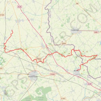 Itinéraire monts-des-flandres, distance, dénivelé, altitude, carte, profil, trace GPS