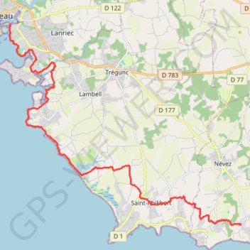 Itinéraire Trémorvezen - Concarneau (Bretagne), distance, dénivelé, altitude, carte, profil, trace GPS