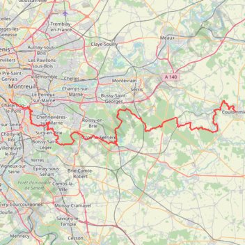 Itinéraire GR 14 : De Paris (Île-de-France) à Coulommiers (Seine-et-Marne), distance, dénivelé, altitude, carte, profil, trace GPS