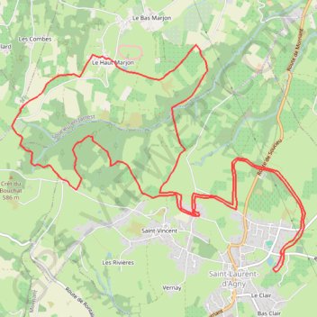 Itinéraire Saint Laurent d'Agny, distance, dénivelé, altitude, carte, profil, trace GPS