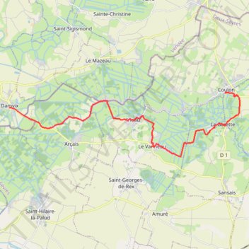 Itinéraire Coulon / Damvix, distance, dénivelé, altitude, carte, profil, trace GPS