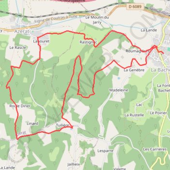 Itinéraire La Bachellerie - Le Château de Rastignac, distance, dénivelé, altitude, carte, profil, trace GPS