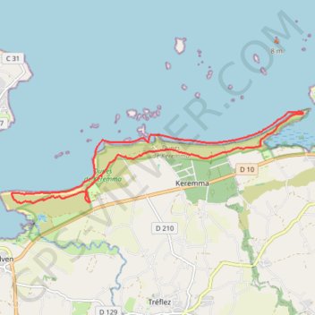 Itinéraire Dunes de Ker Emma, distance, dénivelé, altitude, carte, profil, trace GPS
