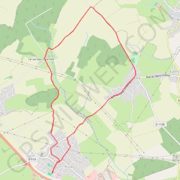 Itinéraire Pusey-Le val de charmes-Pusy, distance, dénivelé, altitude, carte, profil, trace GPS