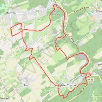 Itinéraire Belgique - Pont-de-Bonne (Modave), distance, dénivelé, altitude, carte, profil, trace GPS