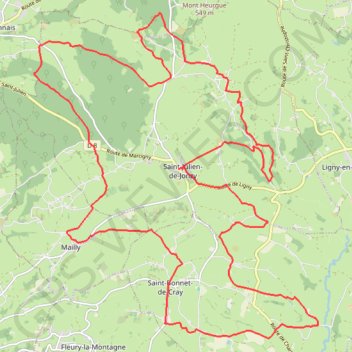 Itinéraire En Brionnais - Saint-Julien-de-Jonzy, distance, dénivelé, altitude, carte, profil, trace GPS